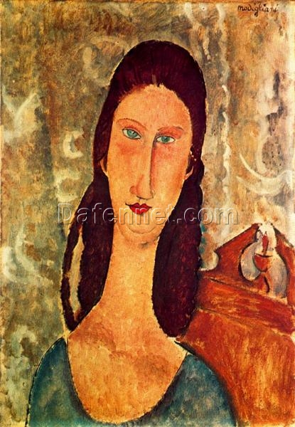 Amedeo Modigliani “Portrait of Jeanne Hébuterne” 1919 – Authentic Oil Painting Reproduction | Elegant Hand-Painted Canvas Artwork