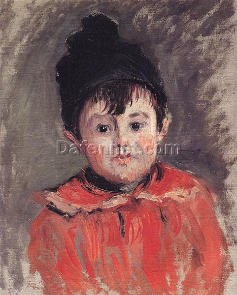 Elegant 1880 Portrait of Michael with Hat and Pom Pom – Claude Monet Oil Painting Reproduction on Canvas