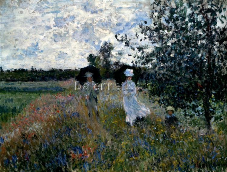 Promenade near Argenteuil by Claude Monet – Stunning Impressionist Landscape Oil Painting, Handcrafted in Dafen Village