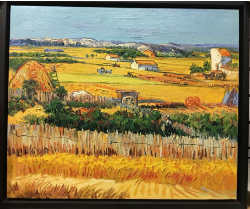 Hand-Painted Oil Painting of Harvest at La Crau by Vincent van Gogh, Featuring Montmajour - Made by Dafen Village Artists photo review