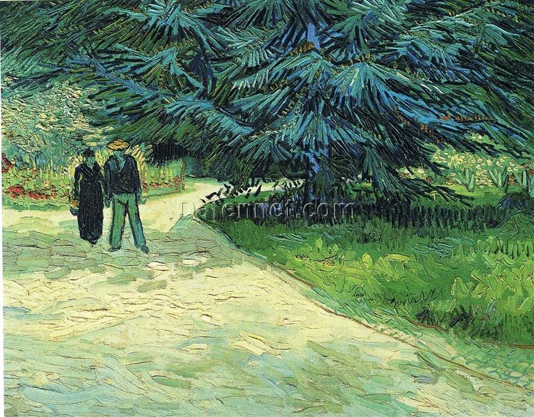 Impressionist-Style A Road in St. Remy with Female Figures (1889) by Vincent van Gogh – Hand-Painted Oil Painting | Artistic Home Decor