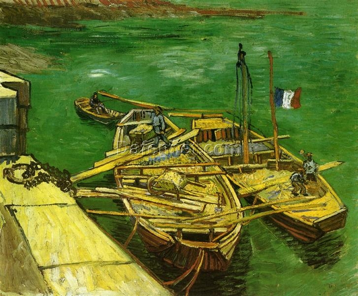 1888 Vincent van Gogh ‘Quay with Men Unloading Sand Barges’ | Custom Hand-Painted Oil Painting | Dafen Village Art