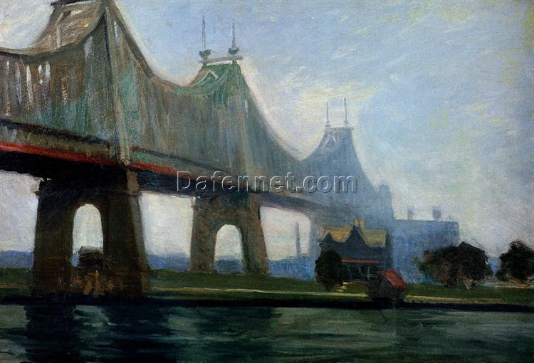 Queensborough Bridge” by Edward Hopper – 1913 Oil Painting Reproduction | Beautiful Hand-Painted Canvas Artwork for Art Collectors