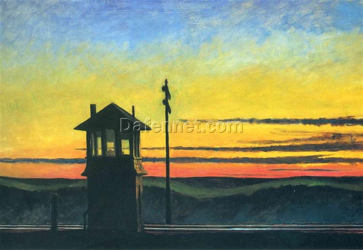 Railroad Sunset” by Edward Hopper – 1929 Oil Painting Reproduction | Beautiful Hand-Painted Canvas Artwork for Art Collectors