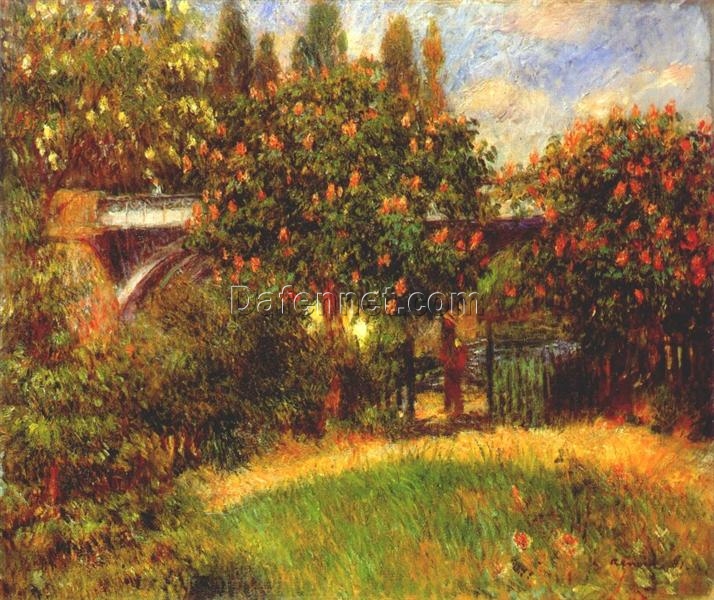 Pierre-Auguste Renoir “Railway Bridge at Chatou” 1881 – Handcrafted Oil Painting Reproduction for Landscape and Urban Art Decor