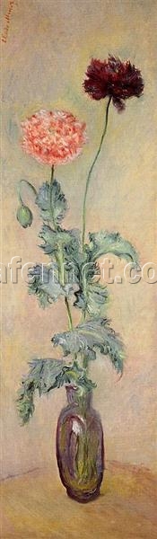 Premium Reproduction of Claude Monet’s Red and Pink Poppies (1883) – Fine Art Oil Painting from Dafen Village