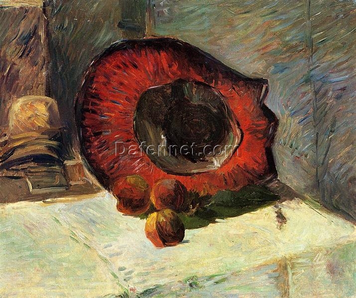 Red Hat” by Paul Gauguin 1886 – Hand-Painted Oil Painting Reproduction | Vibrant Portrait with Bold Colors