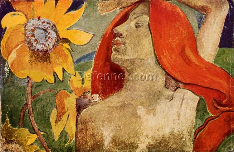 Buy Paul Gauguin’s “Redheaded Woman and Sunflowers” c.1890 – Custom Oil Painting Reproduction | Fine Art Canvas