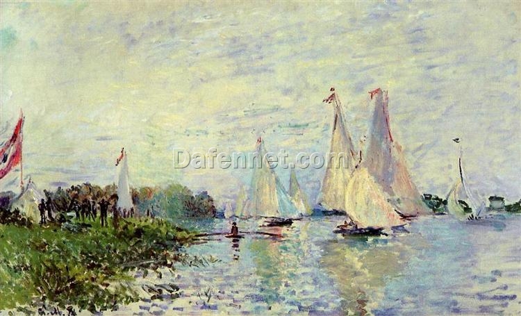 Hand-Painted Reproduction of Claude Monet’s Regatta at Argenteuil (1874) – Dafen Village Impressionist Style Artwork