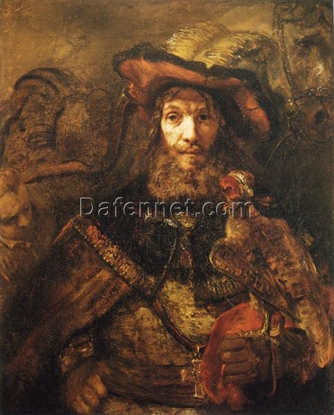 Rembrandt ‘Man with a Falcon’ c.1661 – Masterful Portrait of a Noble Figure and His Companion