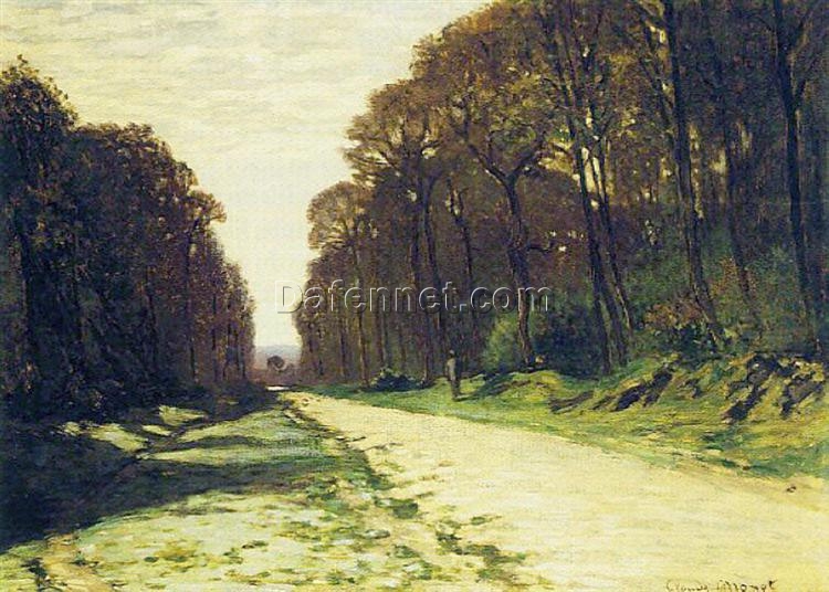 Impressionist Oil Painting of Road in a Forest Fontainebleau by Claude Monet | Custom Artwork from Dafen Village Studio