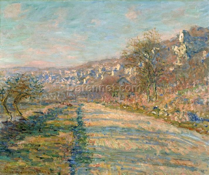 Claude Monet Road of La Roche-Guyon (1880) Oil Painting Reproduction – Scenic French Road Landscape Artwork by Dafen Village Artist