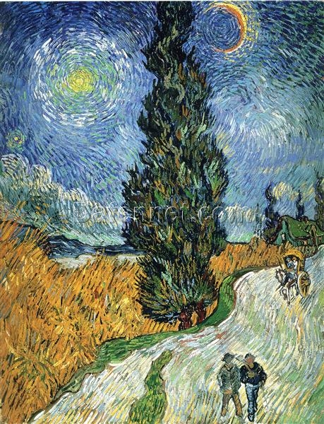 Impressionist Style “Road with Cypresses” (1890) by Vincent van Gogh – High-Quality Reproduction on Canvas | Dafen Village Oil Painting