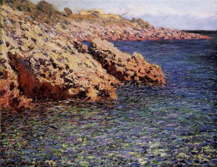 Authentic Claude Monet Rocks on the Mediterranean Coast (1888) Oil Painting – Custom Reproduction – Dafen Village Oil Paintings