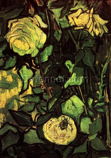 Roses and Beetle (1890) by Vincent van Gogh – Stunning Van Gogh Floral Art on Canvas from Dafen Village Studio