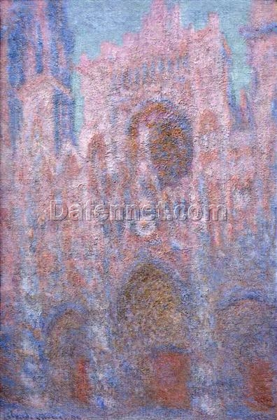 Authentic Hand-painted Oil Painting of Claude Monet’s Rouen Cathedral, Symphony in Grey and Rose (1894) – Perfect for Modern Living Rooms