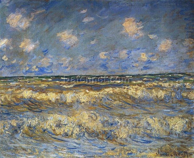 Custom Impressionist Oil Painting of Rough Sea by Claude Monet (1881) – Seaside Art from Dafen Village Studio