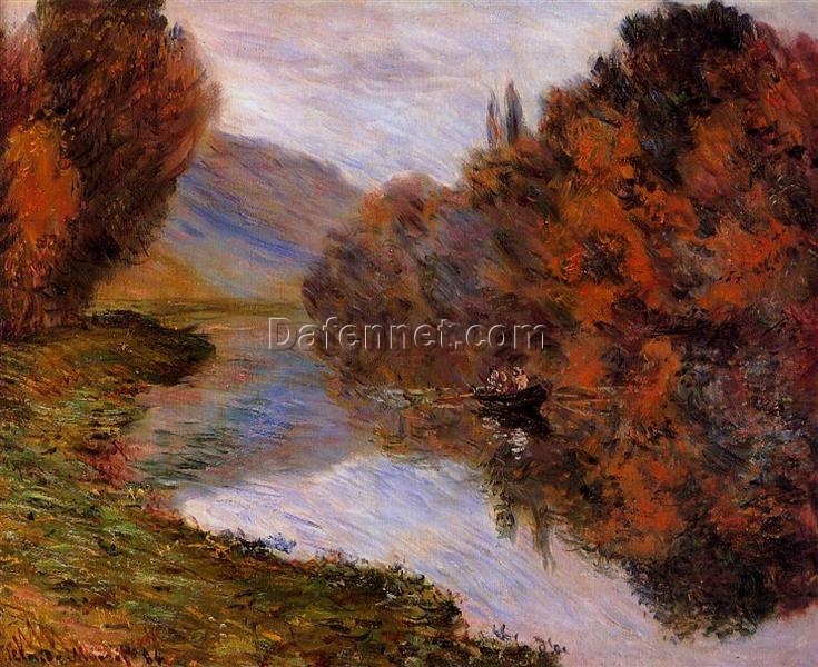 1884 Rowboat on the Seine at Jeufosse by Claude Monet | Hand-Painted Oil Painting | Perfect for Home Decor | Dafen Village