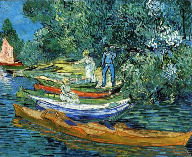 Dafen Village Reproduction of Vincent van Gogh’s Rowing Boats on the Banks of the Oise at Auvers (1890) – Classic Oil Art