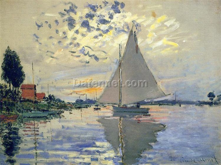 Claude Monet Sailboat at Le Petit-Gennevilliers 1874 – Custom High-Quality Oil Painting Reproduction