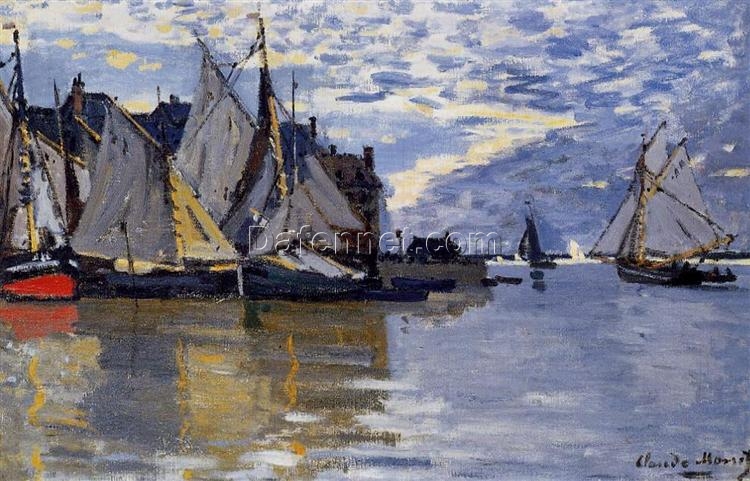 Sailboats on the Water by Claude Monet, 1864-1866 – Hand-Painted Impressionist Oil Painting from Dafen Village