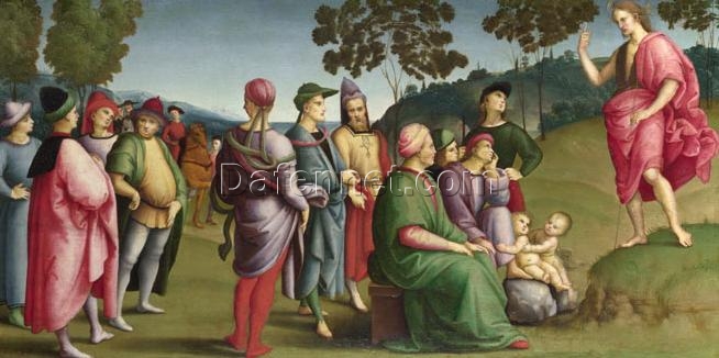 Raphael’s ‘Saint John the Baptist Preaching’ – High-Quality Oil Painting Reproduction in High Renaissance Style