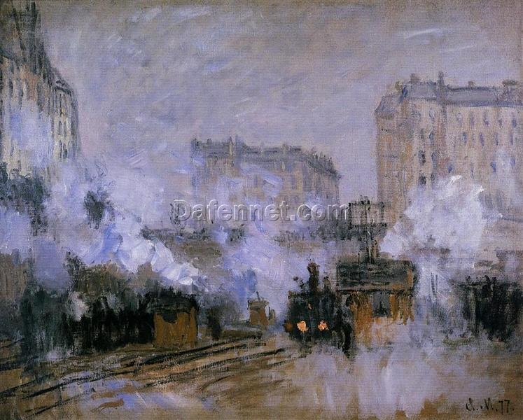 Elegant Hand-painted Saint-Lazare Station, Arrival of a Train by Claude Monet – Stunning Oil Painting from Dafen Village Studio