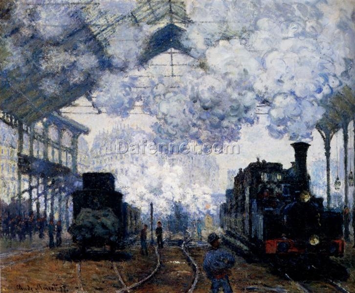 Saint-Lazare Station, Exterior by Claude Monet – Stunning Hand-Painted 1876 Oil Painting on Canvas, Custom Artwork from Dafen Village