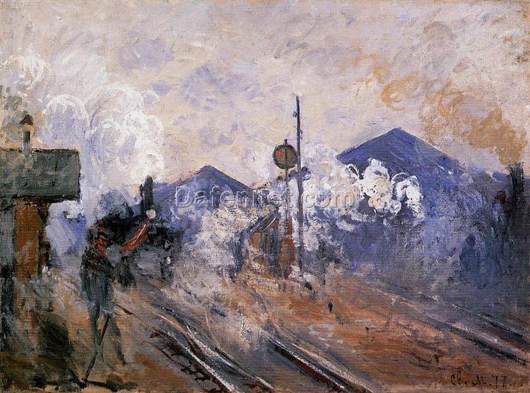 Monet’s Saint-Lazare Station, Track Coming Out (1877) – High-Quality Hand-Painted Oil Painting from Dafen Village Studio