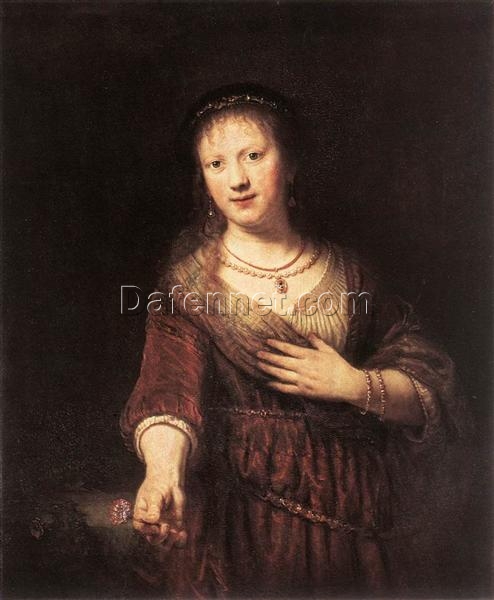 Rembrandt ‘Saskia with a Red Flower’ 1641 – A Masterpiece of Romantic Portraiture