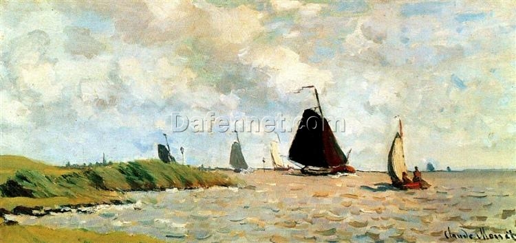 Monet Seascape Artwork (1871) – Original Impressionist Oil Painting, Coastal Scene, Dafen Village Studio Craftsmanship