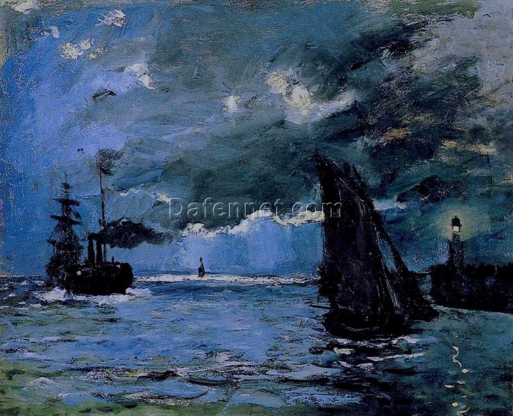 Seascape at Night by Claude Monet (1866) – Hand-Painted Oil Artwork from Dafen Village, Perfect for Your Gallery Wall