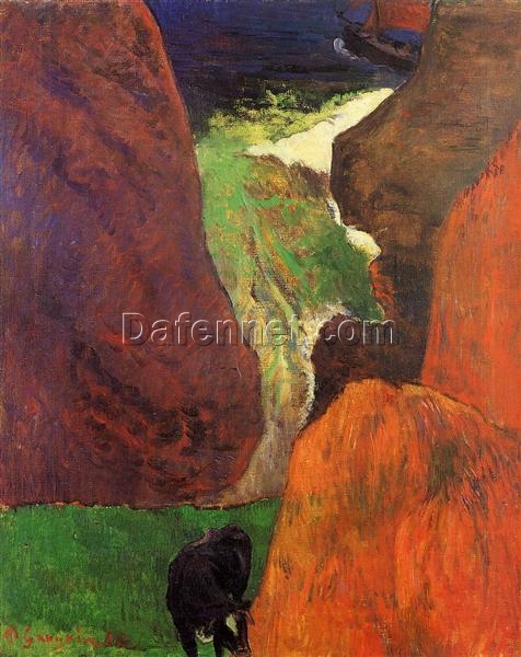 Buy Paul Gauguin’s “Seascape with Cow on the Edge of a Cliff” 1888 – Premium Oil Painting Reproduction | Handcrafted Canvas Art