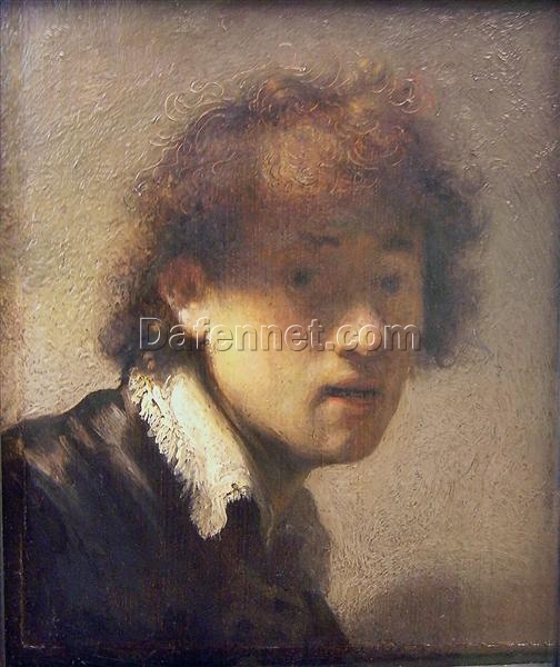 Hand-painted Rembrandt ‘Self-portrait at an Early Age’ 1629 – Remarkable Youthful Depiction of the Artist