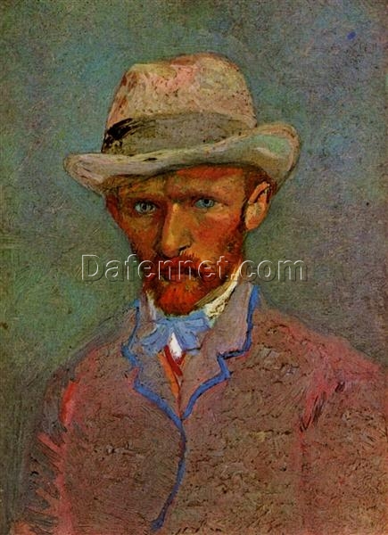 Dafen Village Oil Painting Studio’s Masterful Recreation of Vincent van Gogh’s 1887 Self-Portrait with Gray Felt Hat