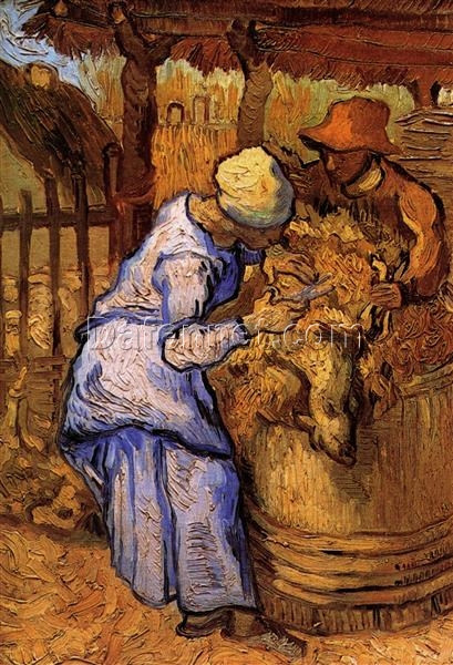 Vincent van Gogh Sheep-Shearers, The after Millet (1889) – High-Quality Custom Oil Painting Reproduction, Dafen Village