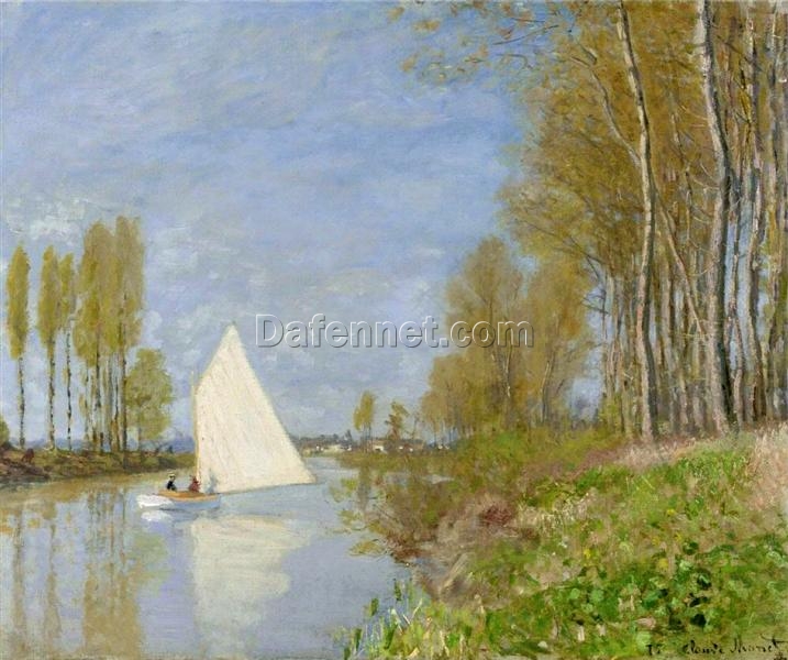 Custom Hand-Painted Oil Painting of Small Boat on the Small Branch of the Seine at Argenteuil (1872) by Claude Monet – Dafen Village Art Studio