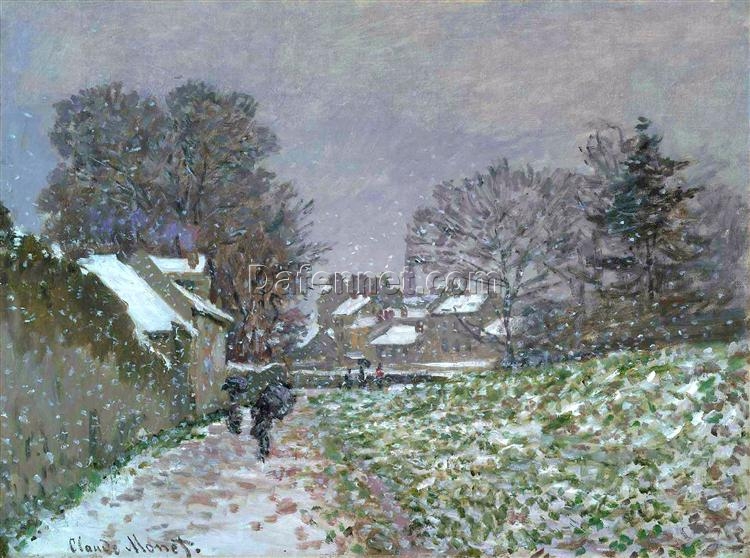 Authentic Claude Monet Snow at Argenteuil (1874) Oil Painting – Hand-Painted by Skilled Dafen Village Artists