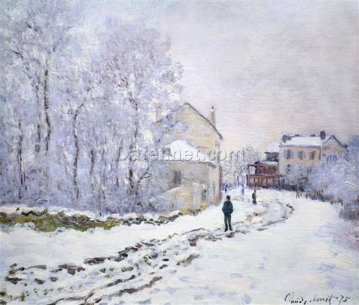 Classic Claude Monet Snow at Argenteuil (1875) – Impressionist Winter Landscape Oil Painting – Handcrafted in Dafen Village