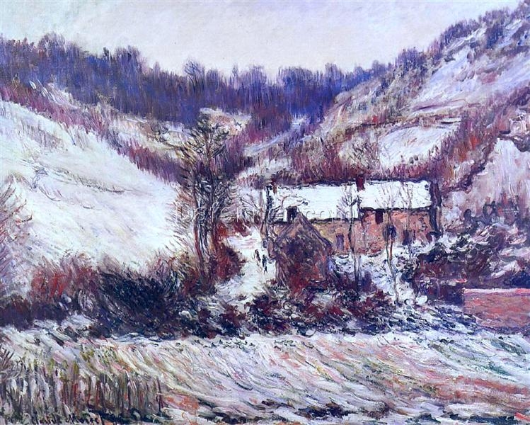 Impressionist Snow Scene – Snow Effect at Falaise by Claude Monet, 1886 | High-Quality Oil Painting Reproduction from Dafen Village