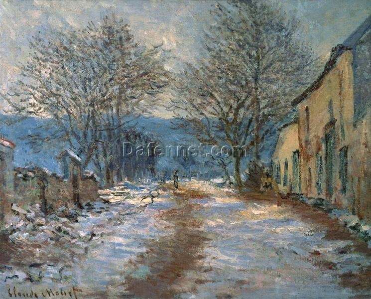 Snow Effect at Limetz – Reproduction of Monet’s Winter Landscape Oil Painting, Perfect for Home or Office, Dafen Village