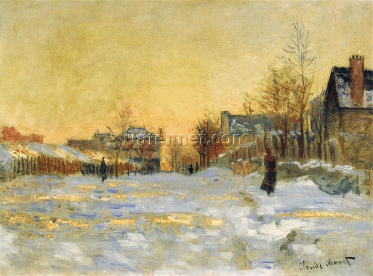 Claude Monet’s Snow Effect, The Street in Argenteuil – Custom Oil Painting, Fine Art Reproduction from Dafen Village