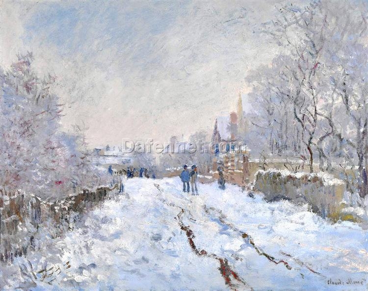 Claude Monet Snow Scene at Argenteuil 1875 | Fine Art Winter Oil Painting Reproduction