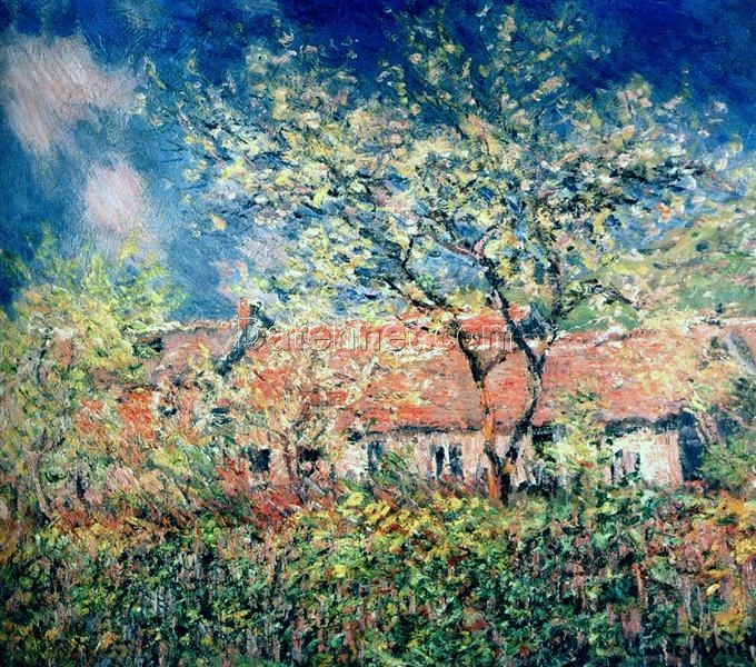 Handcrafted Springtime at Giverny Oil Painting by Claude Monet – Stunning Impressionist Landscape Art from Dafen Village