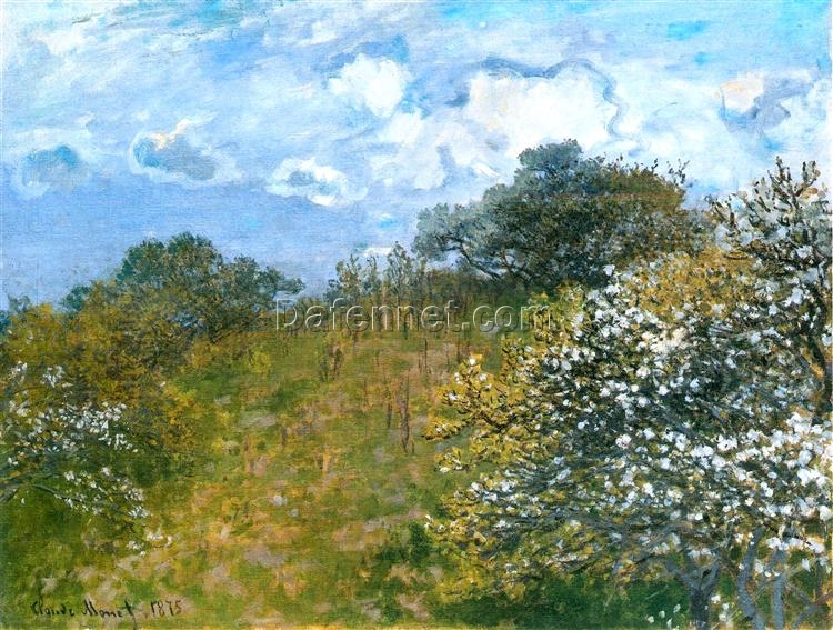 Springtime in Monet’s Style – 1873 Oil Painting Reproduction by Dafen Village Artists, Perfect for Home Décor