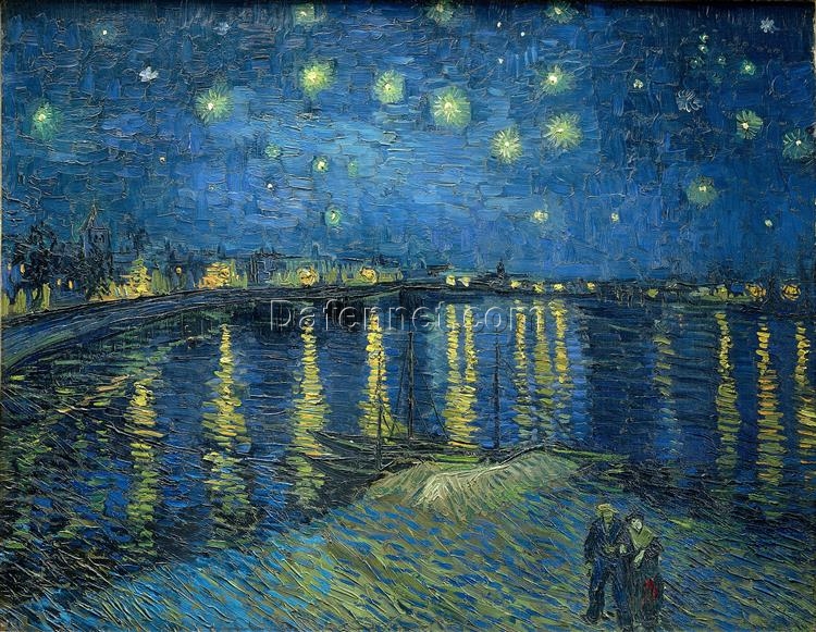 Impressionist Oil Painting of Starry Night Over the Rhone (1888) by Vincent van Gogh – Reproduction Art from Dafen Village