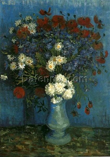 Still Life: Vase with Cornflowers and Poppies (1887) by Vincent van Gogh – Custom Oil Painting Reproduction, Expertly Crafted in Dafen Village