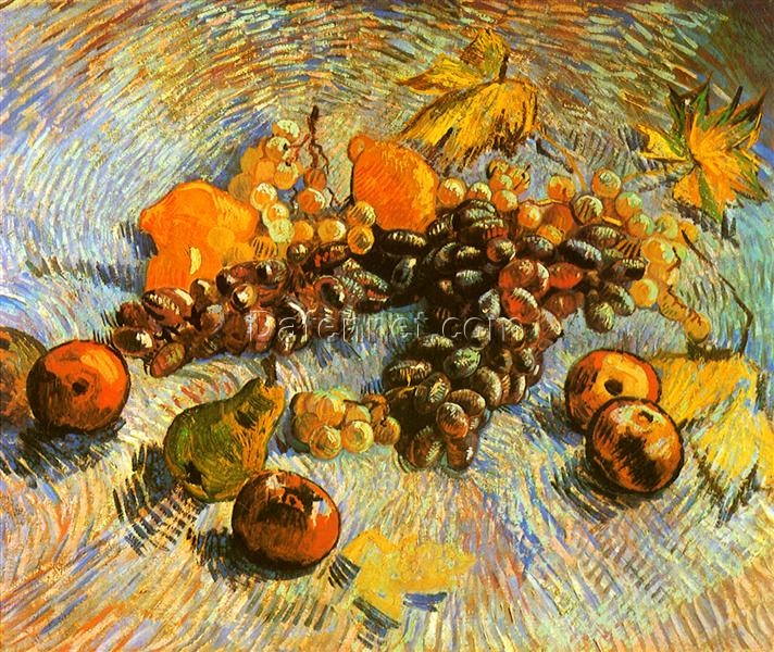 Still Life with Apples, Pears, Lemons, and Grapes (1887) by Vincent van Gogh – Hand-Painted Oil Painting, Made by Dafen Village