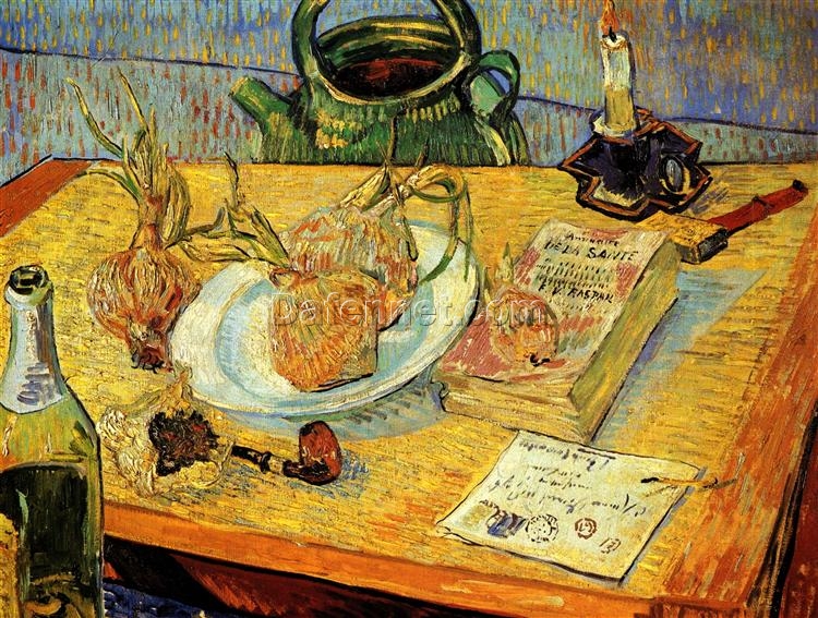 Vincent van Gogh Still Life with Drawing Board, Pipe, Onions, and Sealing-Wax (1889) – Premium Handcrafted Oil Painting Reproduction, Dafen Village