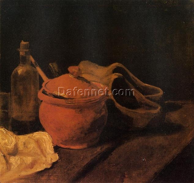 Still Life with Earthenware, Bottle, and Clogs (1885) by Vincent van Gogh – Custom Oil Painting Reproduction, Handcrafted by Dafen Village